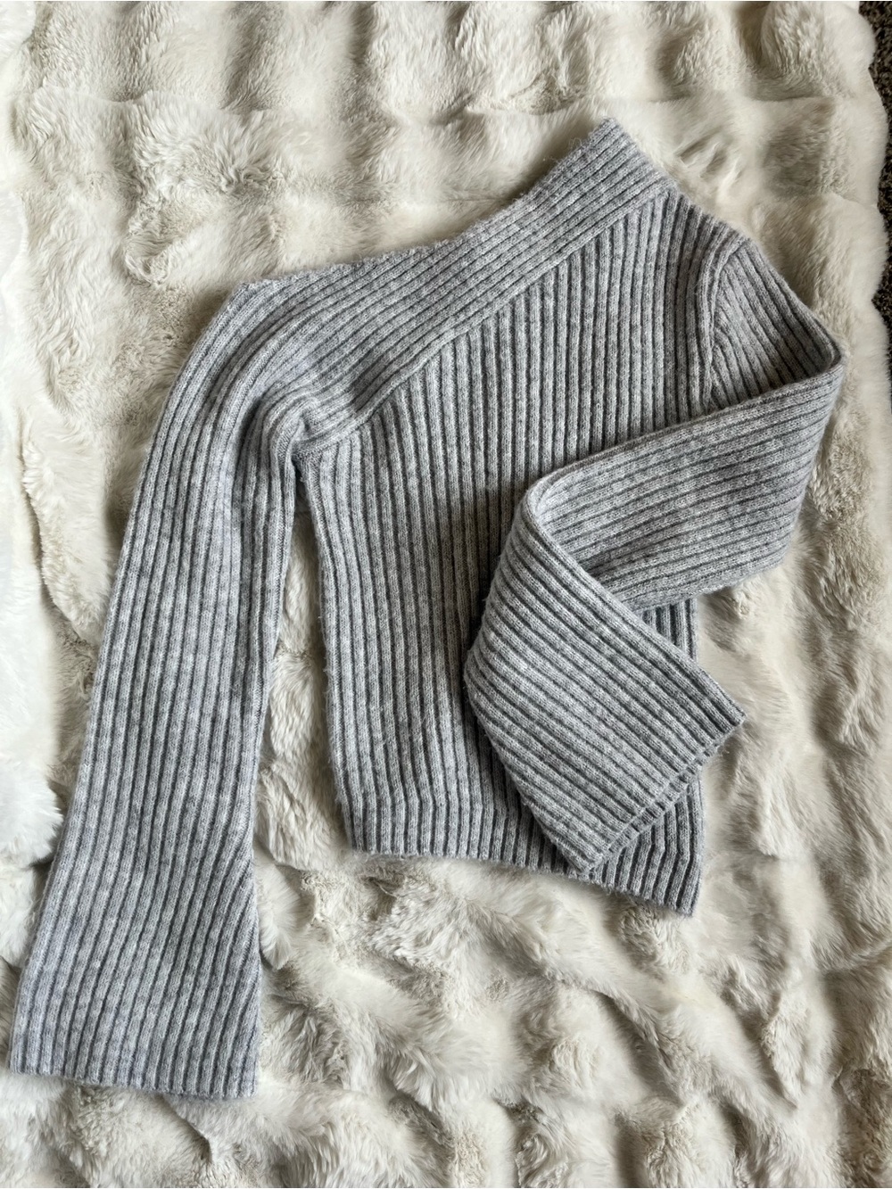 Princess Polly Phillips Cold Shoulder Sweater Grey Medium